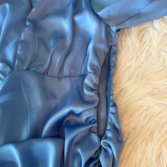 Princess Polly Parsons Long Sleeve Mini Dress Blue Bodycon V-Ncek Silky Size 6 - Picture 8 of 12